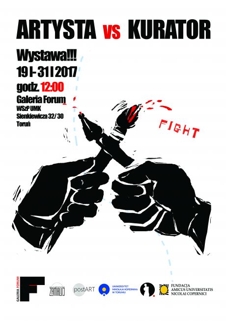 Artysta_vs_kurato - plakat promujący wystawę